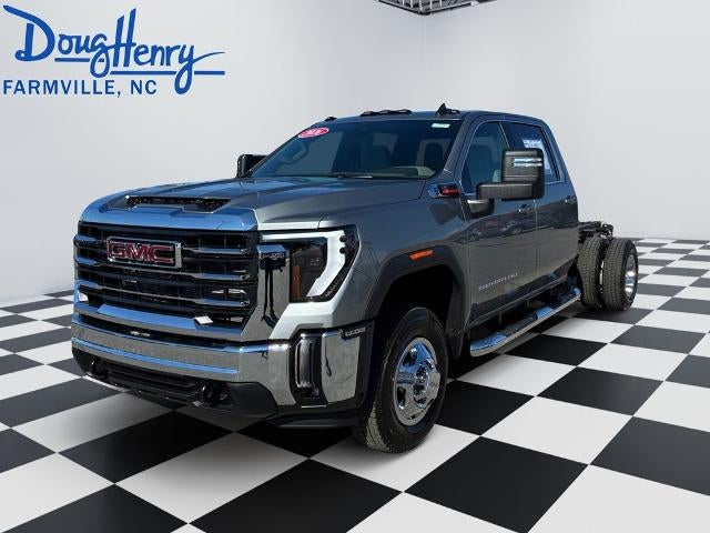 2026 GMC Sierra 3500 HD Chassis Cab SLE in Sterling Metallic — front three-quarter view