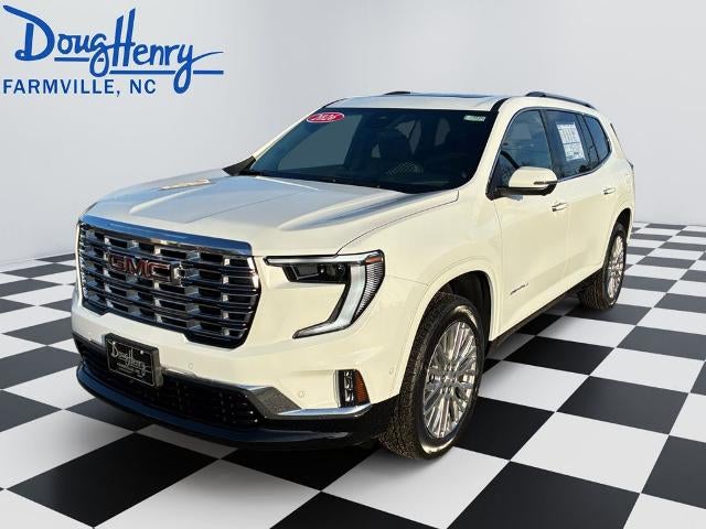 2026 GMC Acadia Denali in Summit White — front three-quarter view