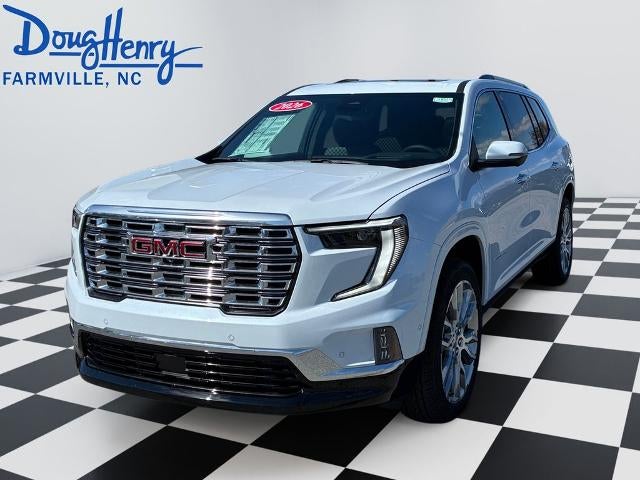 2026 GMC Acadia Denali in Glacier White Tricoat — front three-quarter view