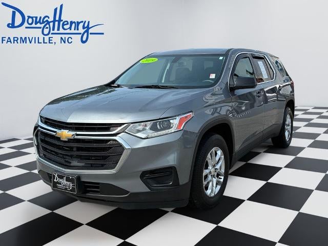 2019 Chevrolet Traverse LS in Satin Steel Metallic — front three-quarter view