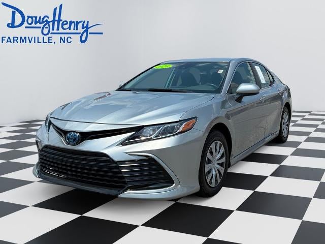 2024 Toyota Camry Hybrid LE in Silver — front three-quarter view